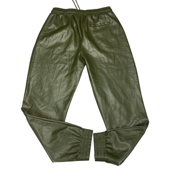 Anthropologie Avec Les Files Faux Leather Jogger Pants Womens Small Green - Picture 16 of 16